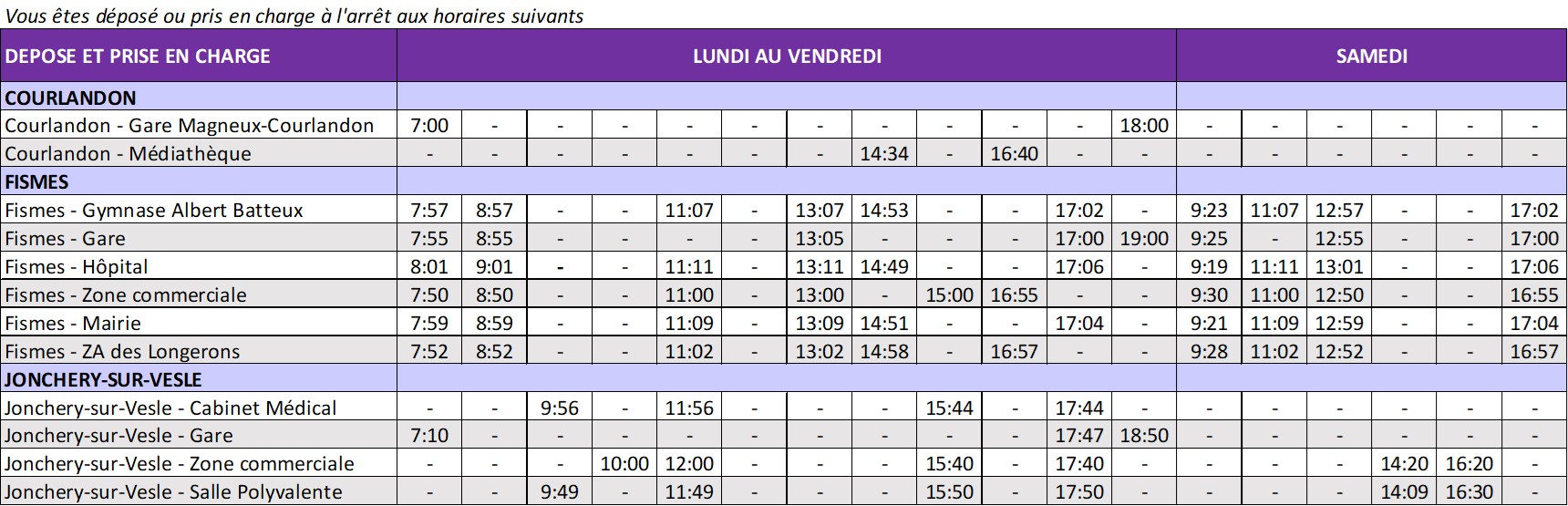 Grille Horaire TAD Fismes
